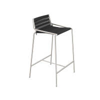 Noel barstol låg / rostfritt stål / svart flätning